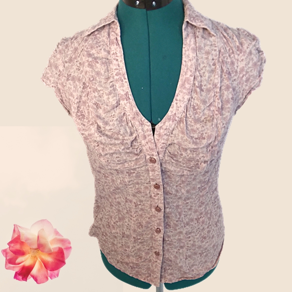 Charlotte Russe Pink Floral Blouse Women's Small